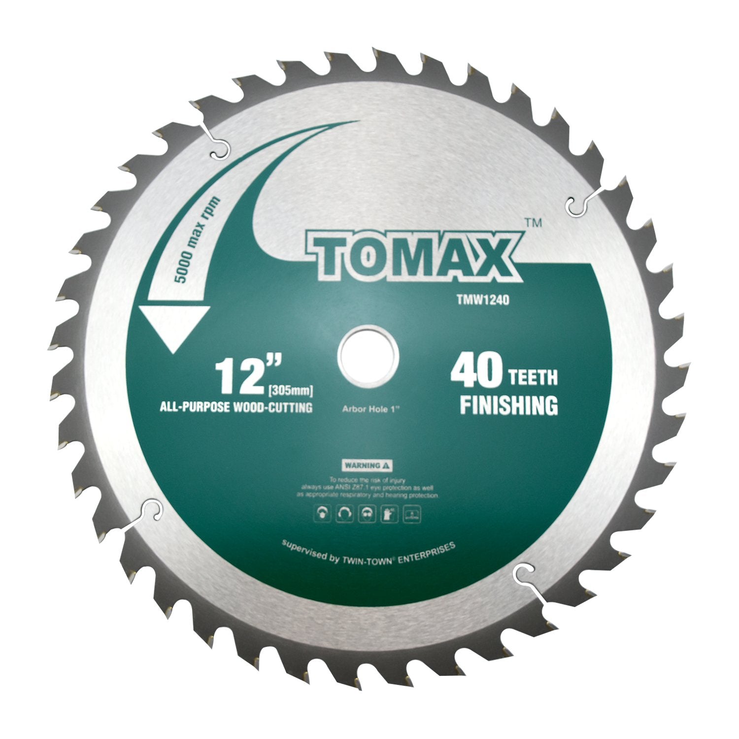 12-Inch 40 Tooth ATB Finishing Saw Blade with 1-Inch Arbor