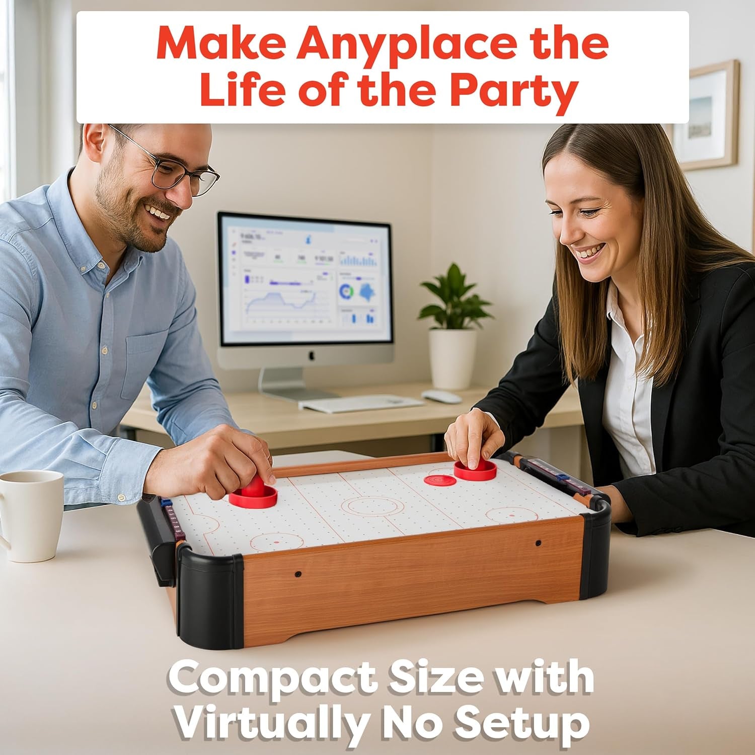 Mini Arcade Air Hockey Table- a Toy for Girls and Boys by  Fun Table- Top Game for Kids, Teens, and Adults- Battery-Operated (22 Inches)