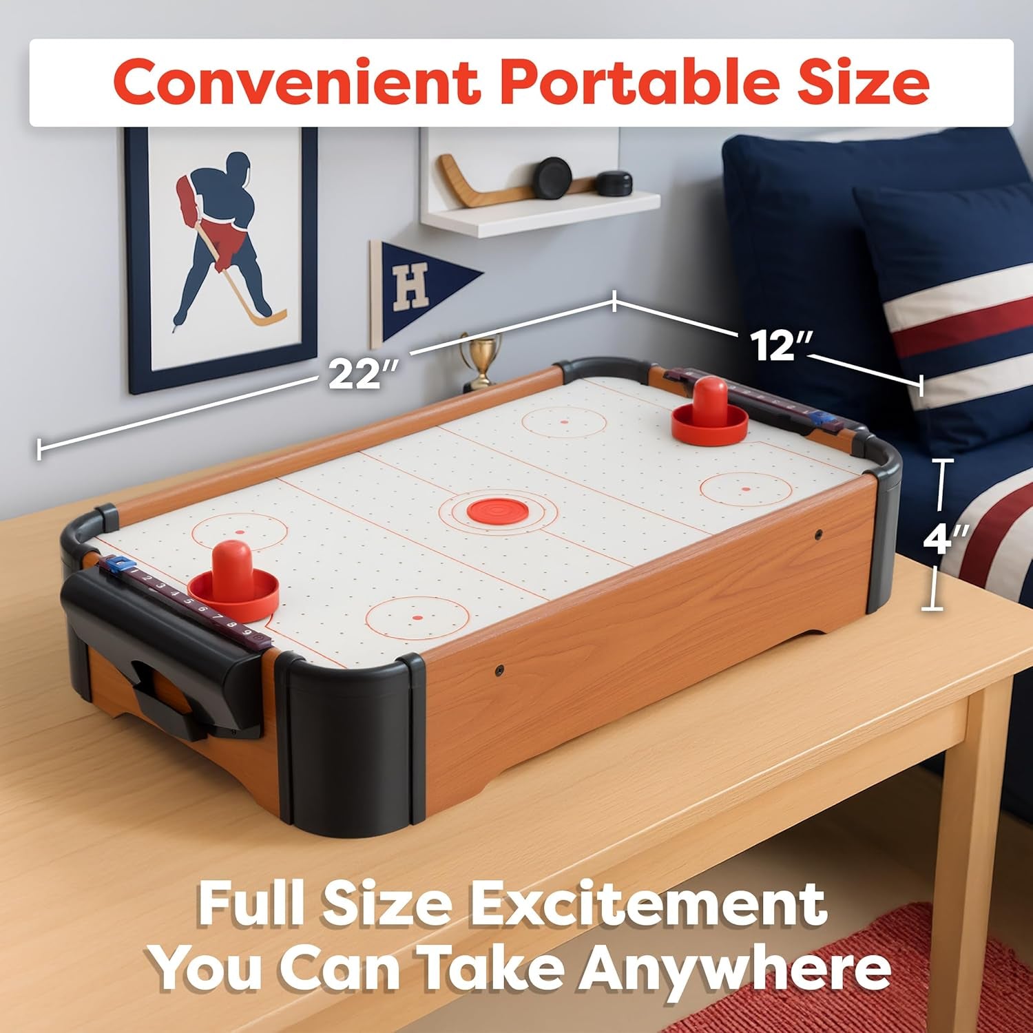 Mini Arcade Air Hockey Table- a Toy for Girls and Boys by  Fun Table- Top Game for Kids, Teens, and Adults- Battery-Operated (22 Inches)